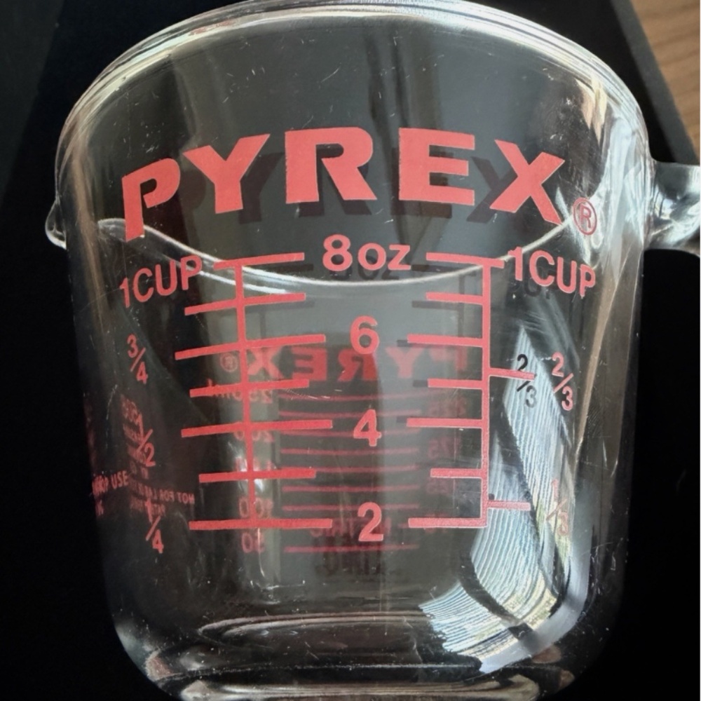 Vintage PYREX 508 1 Cup Measuring Cup Patent Pending Corning NY USA Thick Glass